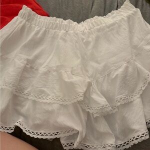 White Ruffled Women's Shorts
